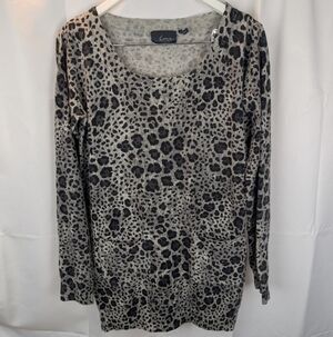 Line Leopard Print Long Sleeve Cashmere Top Size S(Estimated) In EUC